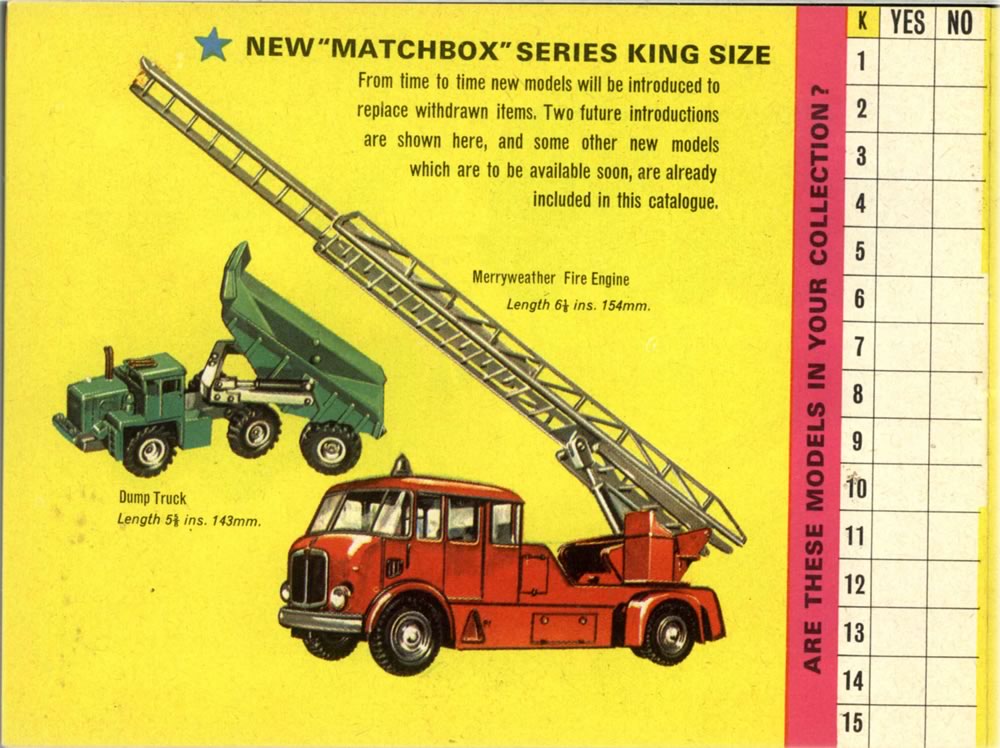 Matchbox Lesney 1964 catalog new King Size Series