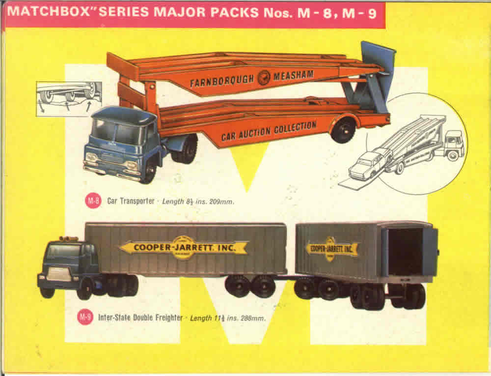 Matchbox Lesney 1964 catalog Major Packs M8 and M9