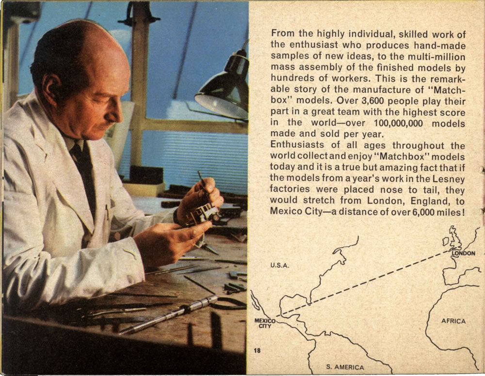 Matchbox Lesney 1966 catalog man creating hand-made sample of Matchbox toy