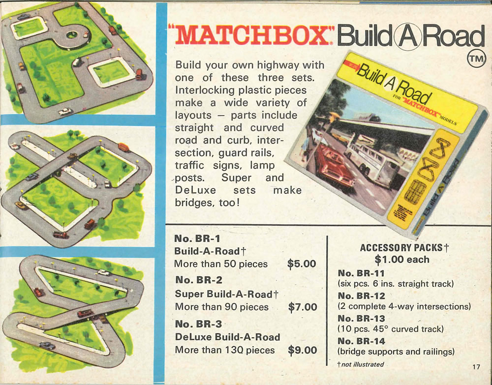 Matchbox Lesney 1969 catalog Page 17, Matchbox Build A Road