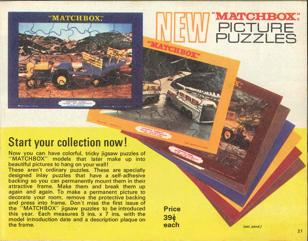 Matchbox Lesney 1969 catalog Page 21, Matchbox Puzzles