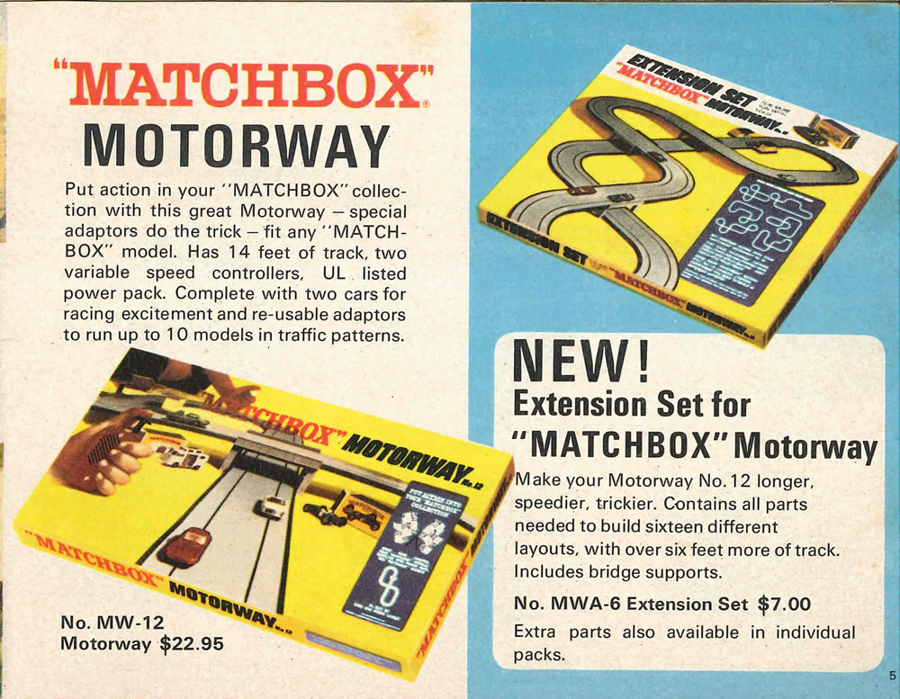 Matchbox Lesney 1969 catalog Page 5, Matchbox motorway