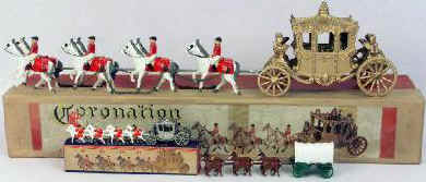 large and small coronation coaches and boxed