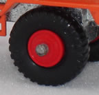 28D Mack Dump Truck >black plastic tires with red hubs