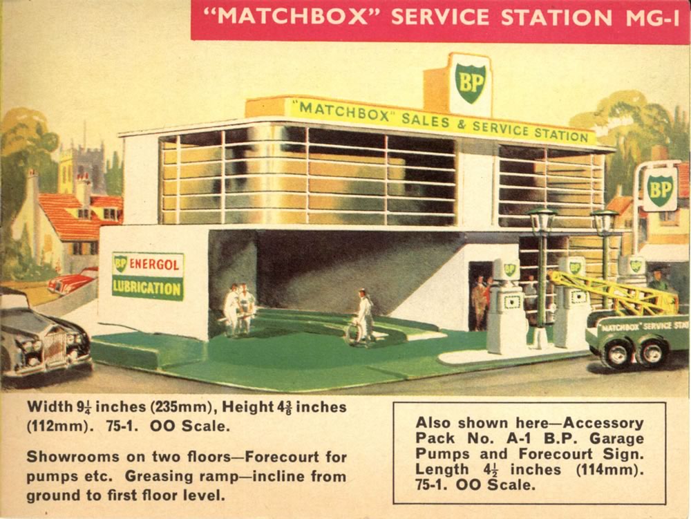 Matchbox Lesney 1965 catalog MG1 Service Station