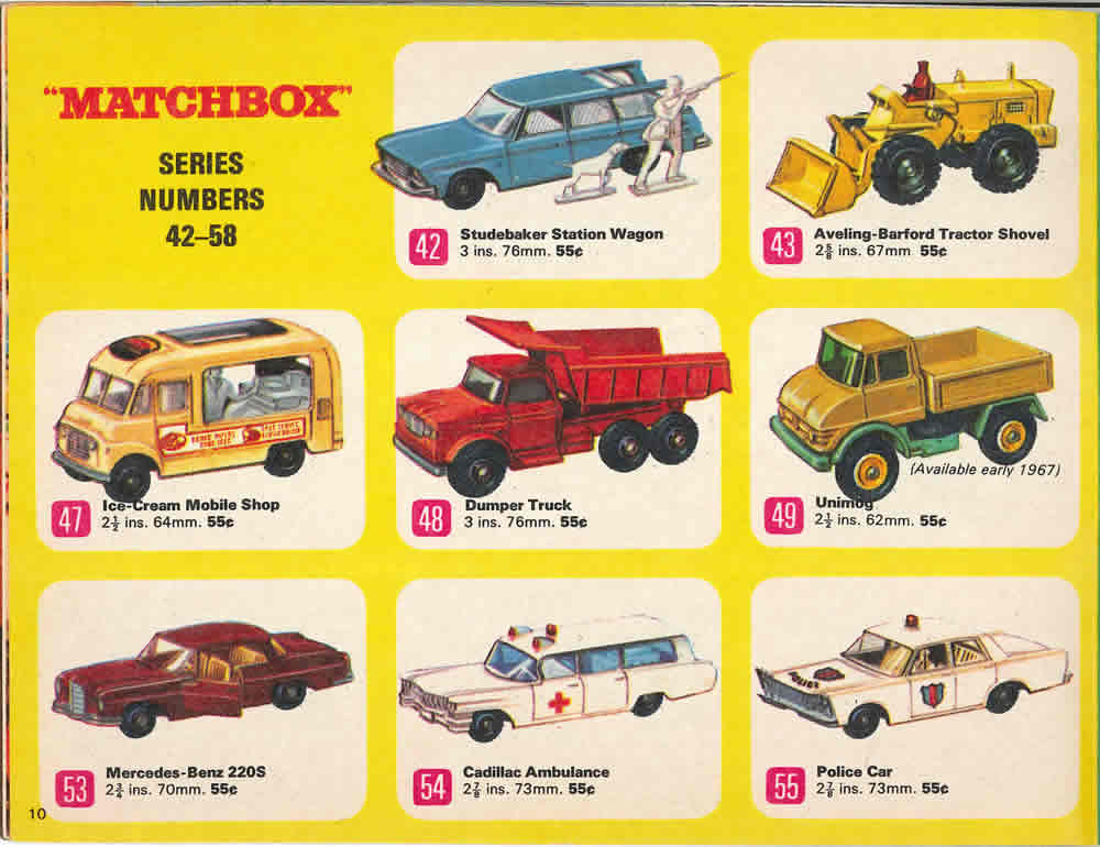 Matchbox Lesney 1967 catalog page 10 from Frank's Matchbox Lesney pages